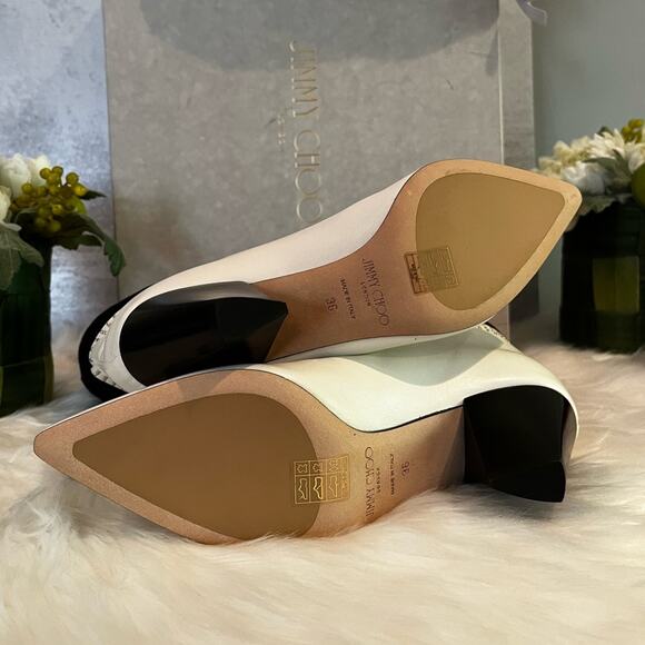 NEW Jimmy Choo Leather Suede Studded Timeless Two-Tone Crystal Bear 65 Bootie … - Picture 8 of 16